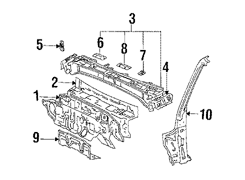 1988 Toyota Camry Cowl Cowl Diagram for 55101-32170