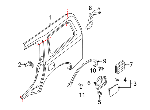 2006 Infiniti QX56 Quarter Panel & Components Clip Diagram for 01553-01453