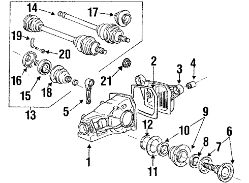 1992 BMW 850i Axle & Differential - Rear Rubber Mounting Diagram for 33171133934