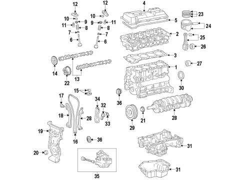 2013 Toyota Prius Engine Parts, Mounts, Cylinder Head & Valves, Camshaft & Timing, Oil Pan, Oil Pump, Crankshaft & Bearings, Pistons, Rings & Bearings, Variable Valve Timing Pump Assembly, Oil W/STR Diagram for 15100-37040