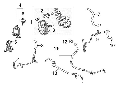 2011 Lexus GX460 P/S Pump & Hoses, Steering Gear & Linkage Power Steering Pump Diagram for 44310-60571