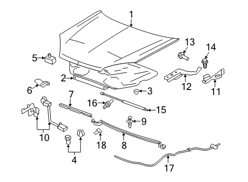 2009 Saturn Aura Hood & Components Bumper Diagram for 22728801