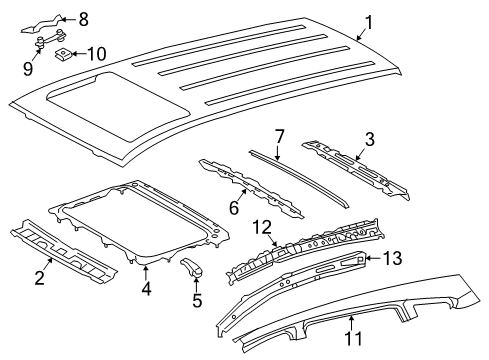 2015 Toyota RAV4 Roof & Components Sunroof Reinforcement Support Diagram for 63118-0R030