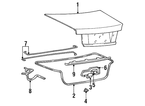 1991 Hyundai Excel Trunk Hinge Assembly-Trunk Lid, LH Diagram for 79210-24001
