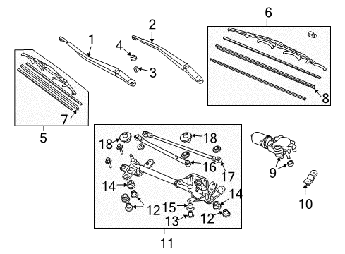 2008 Acura TL Wiper & Washer Components Link, Front Wiper Diagram for 76530-SEP-A02