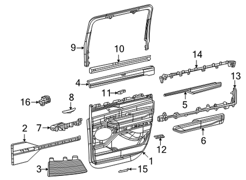 2022 Jeep Grand Wagoneer Interior Trim - Rear Door ARMREST-REAR DOOR TRIM Diagram for 6UB572X7AB