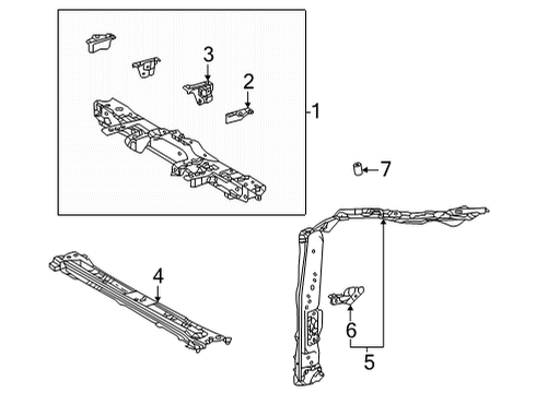 2021 Toyota Venza Radiator Support Upper Tie Bar Bracket Diagram for 52129-48030