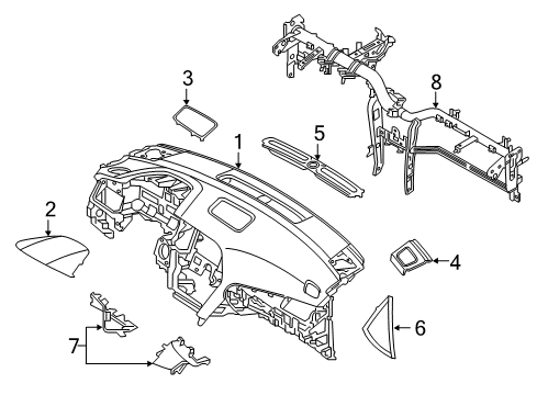 2015 Hyundai Sonata Cluster & Switches, Instrument Panel Cover Assembly-Defroster Nozzle LH Diagram for 97314-C1000