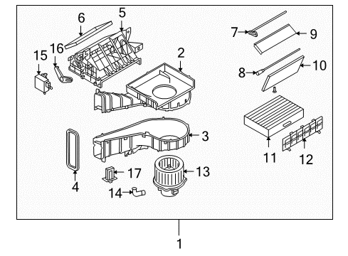 2006 Kia Amanti Blower Motor & Fan Case-EVAPORATOR & Blower Lower Diagram for 971013B000