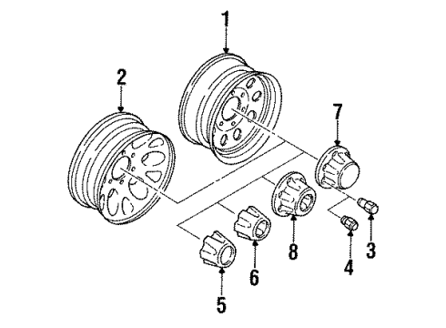 1993 Isuzu Amigo Wheels Nut Wheel Front Axle S Diagram for 2-90051-900-0