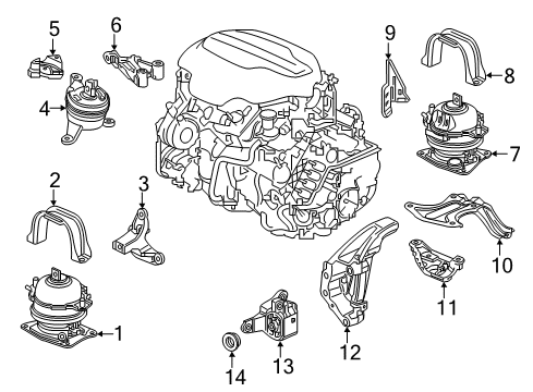 2022 Honda Ridgeline Engine & Trans Mounting Shield, Rear Engine Mounting Heat Diagram for 50816-T6Z-A00