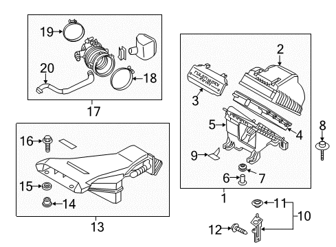 2020 Kia Cadenza Air Intake Air Cleaner Assembly Diagram for 28110F6500
