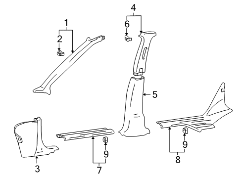 2006 Kia Optima Interior Trim - Pillars, Rocker & Floor Trim-Front Pillar, RH Diagram for 8582038210GJ