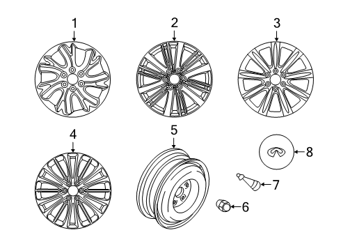 2015 Infiniti QX80 Wheels, Covers & Trim Aluminum Wheel Diagram for D0300-5ZA3A