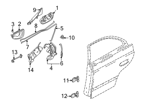 2001 Hyundai Accent Door & Components Latch Assembly-Rear Door, LH Diagram for 81410-25000