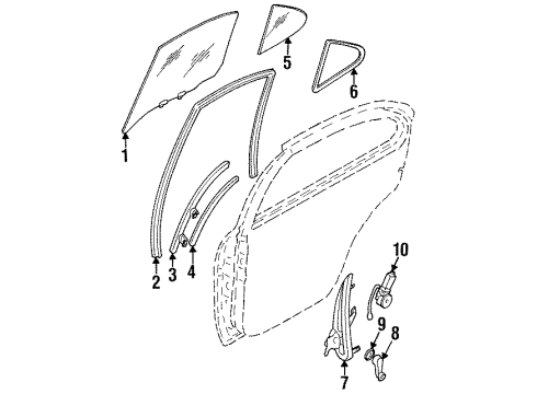 1995 Nissan Sentra Rear Door Handle Door Window Br Diagram for 80760-F4310