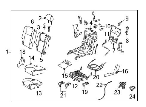 2015 Lexus RX350 Rear Seat Components Pad, NO.1 Seat Cushion, LH Diagram for 71612-0E020