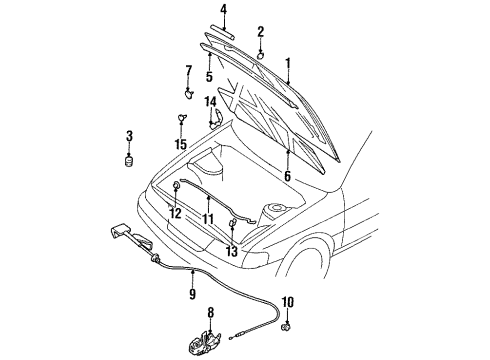 1995 Nissan 200SX Hood & Components Sealing Rubber-Hood Diagram for 65810-0M000