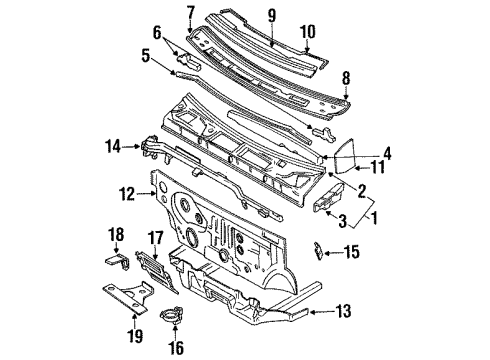 1990 Nissan Axxess Cowl Air Box Assembly Diagram for 66100-30R00