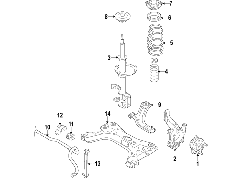 2008 Nissan Versa Front Suspension Components, Lower Control Arm, Stabilizer Bar Stabilizer-Front Diagram for 54611-ED501