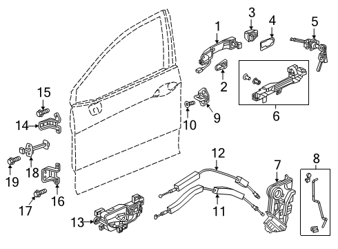2019 Honda Clarity Front Door Latch Assembly, Front Diagram for 72110-TRT-A01