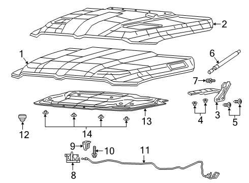 2019 Ram 1500 Hood & Components Hood Latch Diagram for 68311129AB