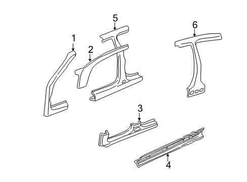 2004 Hyundai Elantra Center Pillar, Hinge Pillar, Rocker Panel Panel Assembly-Side Sill Inner, LH Diagram for 65171-2D000