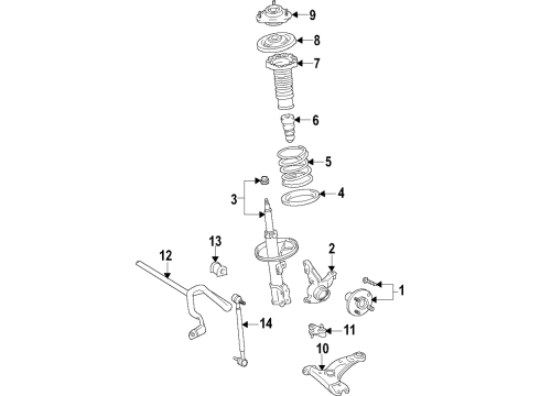 2016 Scion iM Front Suspension Components, Lower Control Arm, Stabilizer Bar Strut Diagram for 48520-80438