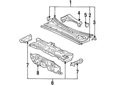 1992 Honda Prelude Cowl Dashboard (Upper) Diagram for 61100-SS0-A00ZZ