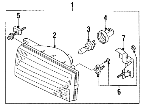 1990 Nissan Sentra Bulbs Driver Side Headlight Assembly Diagram for B6060-84A00