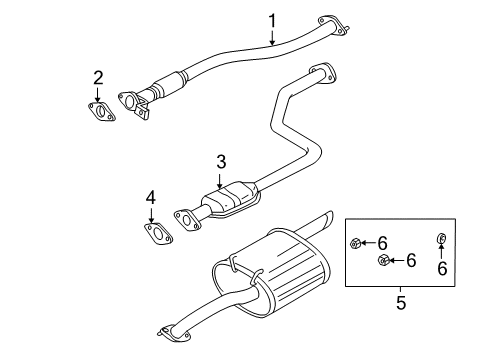 2001 Hyundai Accent Exhaust Components Front Exhaust Pipe Diagram for 28610-25000