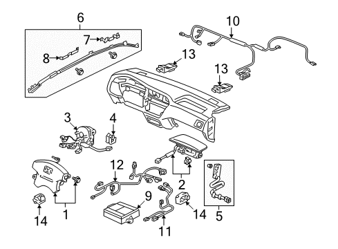 2005 Acura MDX Air Bag Components Harness, SRS Main Diagram for 77961-S3V-A11