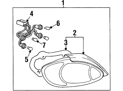 1999 Hyundai Elantra Bulbs Rear Combination Holder & Wiring Diagram for 92405-29550