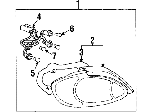 1999 Hyundai Elantra Bulbs Lamp Assembly-Rear Combination, RH Diagram for 92402-29550