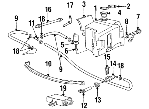 1998 BMW 318ti Headlamp Washers/Wipers Bracket, Left Diagram for 61671393991