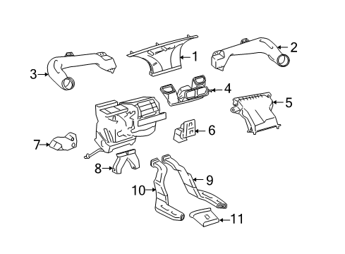 2010 Scion xD Ducts Center Duct Diagram for 55840-52070