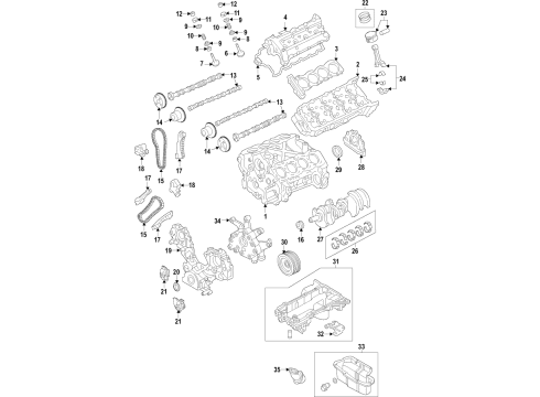 2019 Nissan Armada Engine Parts, Mounts, Cylinder Head & Valves, Camshaft & Timing, Variable Valve Timing, Oil Cooler, Oil Pan, Oil Pump, Crankshaft & Bearings, Pistons, Rings & Bearings Timing Chain-CAMSHAFT Diagram for 13028-1CA6A