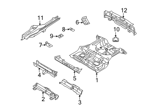 2005 Hyundai Tucson Rear Body & Floor Crossmember Assembly-Rear Floor<B> Diagram for 65741-2E010