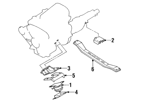 1986 Nissan D21 Engine & Trans Mounting Engine Mounting Support, Front Diagram for 11252-10G00