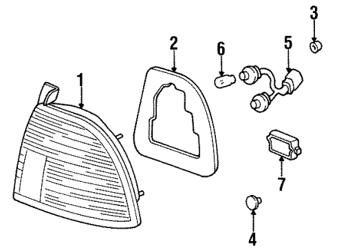 1996 Honda Accord Tail Lamps Socket, Driver Side Diagram for 33552-SV4-A04