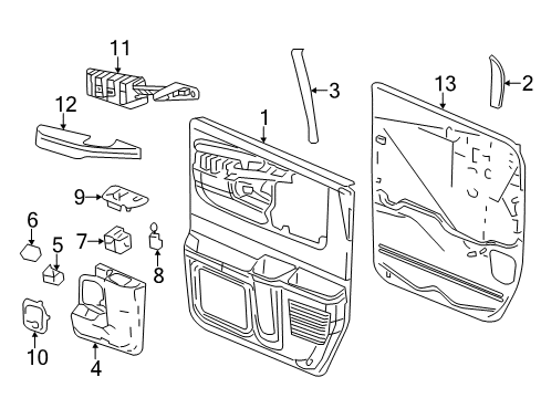 2018 Chevrolet Express 2500 Front Door Handle Cover Diagram for 23375314