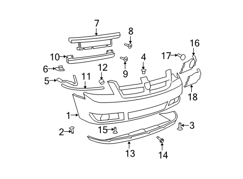 2009 Chrysler Town & Country Front Bumper Screw Diagram for 6508539AA