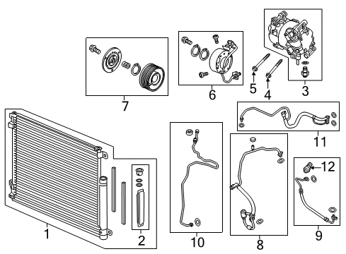 2016 Honda Civic A/C Condenser, Compressor & Lines Hose Complete, Suction Diagram for 80312-TBA-A01