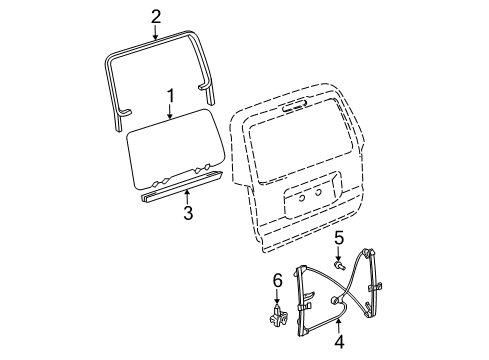 2005 Toyota 4Runner Back Door Lift Gate Glass Diagram for 68150-35260