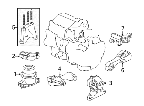 2013 Honda CR-Z Engine & Trans Mounting Bracket, Engine Side Mounting Diagram for 50620-SZT-003
