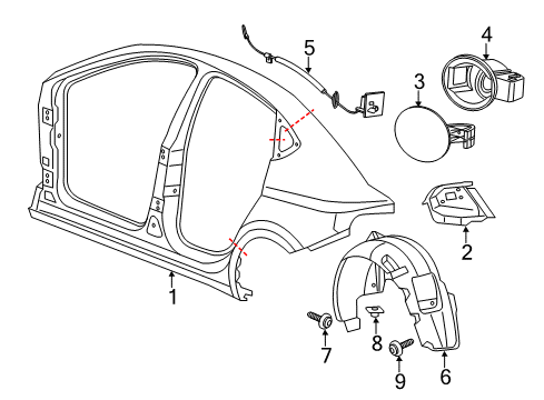 2016 Dodge Dart Quarter Panel & Components Door-Fuel Fill Diagram for 68238475AA