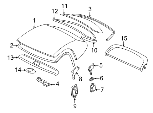 2002 BMW Z8 Top & Components, Glass, Interior Trim Inner Rear Window Seal Diagram for 54217027618