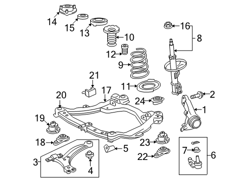 2011 Toyota Venza Front Suspension Components, Lower Control Arm, Stabilizer Bar Rear Brace Stopper Diagram for 52216-08020