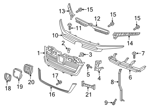 2019 Honda Ridgeline Grille & Components Bolt, Ground (6X16) Diagram for 90150-S04-003