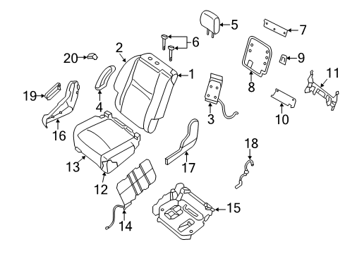 2015 Nissan Pathfinder Second Row Seats Board Assembly-2ND Set Back Diagram for 88716-3JA0A